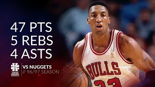 Scottie Pippen 47 pts 5 rebs 4 asts vs Nuggets 9697 season [upl. by Sirovaj601]