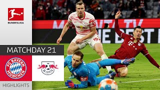 FC Bayern München  RB Leipzig 32  Highlights  Matchday 21 – Bundesliga 202122 [upl. by Adnileb]