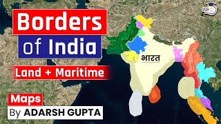 Borders of India Through Maps  Border Disputes of India  UPSC Mains GS1  Boundaries of India [upl. by Blackwell]