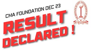 BREAKING News  CMA Foundation December 2023 Result Declared  CMA foundation December 2023 Results [upl. by Ardnasela]