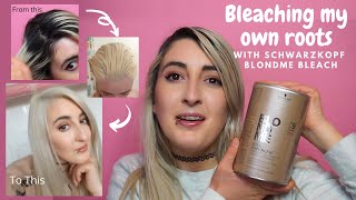 BLEACHING ROOTS AT HOME using BLONDME SCHWARZKOPF  Review and process  Elizabeth Keenan [upl. by Beret]