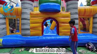 Factory manufacturer inflatable double lane slip slide commercial inflatable bouncer slide [upl. by Nytsirhc]