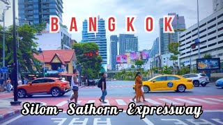 4KBangkok Driving Downtown  Silom Sathorn  Expressway Holidays  Thailand 🇹🇭 [upl. by Roselane]