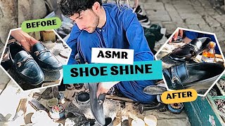 ElTIMATE SHOE SHINE WITH HIS MAGICAL POLISHING STYLE  ASMR Sound For Relaxation [upl. by Ahsertal]