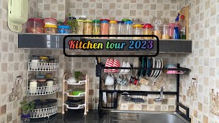 KITCHEN TOUR 2023॥Bangladeshi NonModulator Small Kitchen Organization॥Simple Kitchen Decor idea॥ [upl. by Enyale]