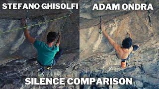 ADAM ONDRA amp STEFANO GHISOLFI  SILENCE 9C COMPARISON from 2nd CRUX to TOP [upl. by Oirevas889]