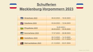 Schulferien Mecklenburg Vorpommern 2023 [upl. by Ateiram]