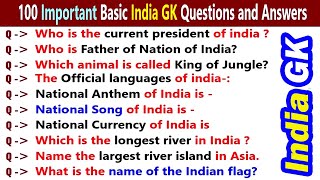 100 Simple GK General Knowledge Questions and Answers for all students Competition Exam  India GK [upl. by Scibert]