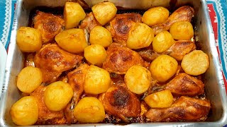 COXA E SOBRECOXA ASSADA NO FORNO COM BATATAS [upl. by Nessie705]