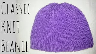 Classic Fitted Beanie  Knit Pattern  Knitting Tutorial [upl. by Lorena]