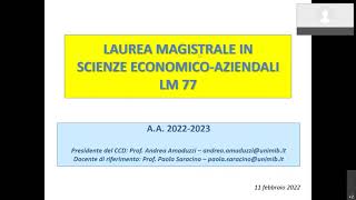 Open Day Laurea Magistrale Scienze Economico Aziendali [upl. by Furgeson]