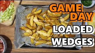 GAME DAY Loaded Wedges  Smokey Cheese Sauce  Bacon  Ep 96 [upl. by Sudnac]