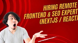 Remote Frontend amp SEO Expert with Design Skills job NextJs  React at chatarmincom [upl. by Akirderf]