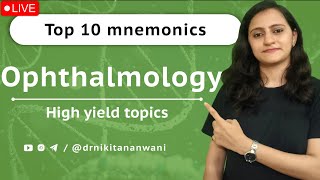 Ophthalmology  Top 10 mnemonics  Ophthalmology tricks Dr Nikita Nanwani neetpg fmge usmle [upl. by Kendrah614]