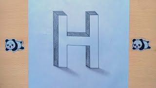 How To Draw 3D Letter quotHquot Pencil Sketch For Beginners Easy Steps art video [upl. by Catriona]