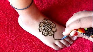 Easy feet mehndi design  easy mehndi design for beginners  simple leg mehndi design  mehndi [upl. by Kristos]