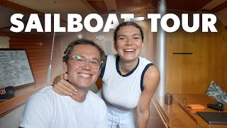 Full Boat Tour of our MONOHULL SAILBOAT  TINY HOUSE on water [upl. by Llebpmac489]