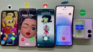 Incoming Call iPhone 11  Realme 12Pro HUAWEI NOVA Y90 amp OPPO N2 flip Outgoing Call Samsung Z Flip3 [upl. by Sitra32]