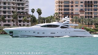 Miami Yachts and Boats Mangusta 165 feet  Miami Beach  4K [upl. by Elleryt]