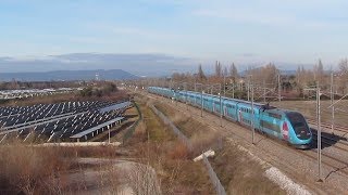 des trains qui passent  sur le raccordement LGV de Bollène  26012019 [upl. by Grimbald]