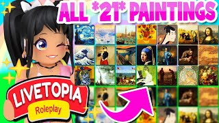 ALL 21 PAINTING LOCATIONS in LIVETOPIA Roleplay roblox GUIDE [upl. by Nerrej]