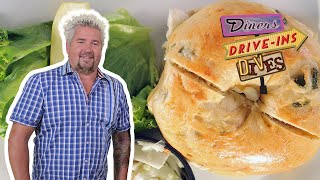 Guy Fieri Eats a SERIOUS Jalapeño Bagel in New Jersey  Diners DriveIns and Dives  Food Network [upl. by Bernete]