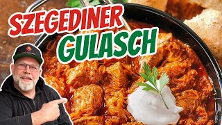 Gulasch Szegediner Art  Ungarisches Sauerkraut Gulyás im Dutch Oven [upl. by Eniruam]