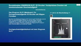 Revolutionärer KINGROON KLP1 3D Drucker Hochpräzises Drucken mit atemberaubender Geschwindigkeit [upl. by Aeneas]