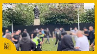 Moment fight breaks out at Enough is Enough protest in Manchester [upl. by Lavinia]