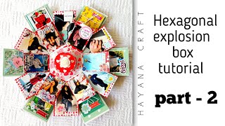 Hexagon photo box  3 layer explosion box  hexagonal explosion tutorial  explosion box making idea [upl. by Hallett]