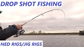 DROP SHOT FISHING  JIG RIG  NED RIG  LURE FISHING FOR PERCH amp CATCHING TROUT  131121 [upl. by Nolly]