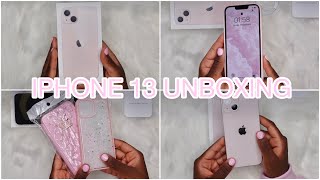 💕 Aesthetic Pink Iphone 13 unboxing  accessories  SATISFYING LOFI ASMR  small giveaway 💕 [upl. by Anahsar]