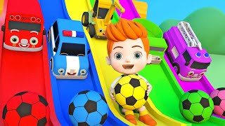 Wheels On The Bus  Surprise Egg Roll Down the Slide  Nursery Rhymes amp Kids Songs [upl. by Airpac43]