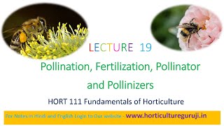 HORT111 Lecture 19 Pollination Fertilization Pollinators and Pollinizer  परागण और निषेचन [upl. by Eerual179]