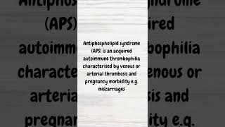 Understanding Antiphospholipid syndrome  MRCP revision  shorts thrombosis miscarriage dvt [upl. by Airekal708]