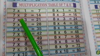 Multiplication table of 7 amp 8  Table of 7 amp 8  learn table  Multiplication table in english [upl. by Yeroc555]