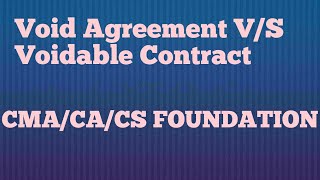 CSCMACA FOUNDATION indian contract act 1872 Difference void agreement and Voidable Contract [upl. by Elleinod]