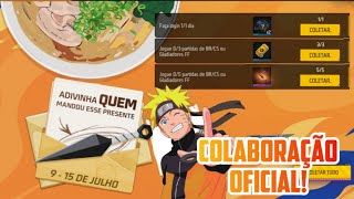 PARCERIA FF E NARUTO COMO PEGAR SKIN GRÁTIS NO FREE FIRE [upl. by Annekam]