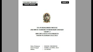 PEMBAHASAN TPM ASPD KOTA YOGYAKARTA TAHAP 2  BAHASA INDONESIA PAKET A 110 [upl. by Gianna]