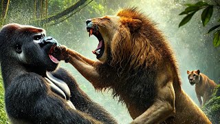 Gorilla Vs Lion Part 9 No Retreat No Surrender gorilla lion animals lionfight kingkong [upl. by Enitsuj]