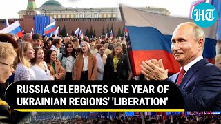 Fatherland Putin Joins Thousands Celebrating First Anniversary Of Ukrainian Regions Annexation [upl. by Rilda104]