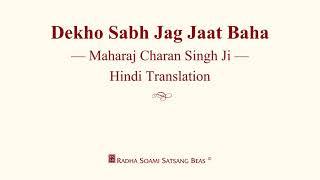 Dekho Sabh Jag Jaat Baha  Maharaj Charan Singh Ji  Hindi Translation  RSSB Discourse [upl. by Aliuqehs817]