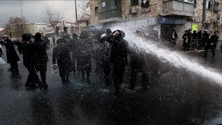 Hundreds of ultraOrthodox Jews protest military service [upl. by Cresa]