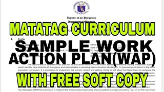 Sample Work Action Plan  Matatag Curriculum [upl. by Ynohtnaluap]