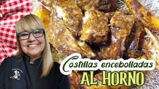 Costillar de cerdo al horno encebollado super fácil [upl. by Herries]