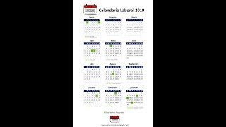 Calendario Laboral 2019  Festivos nacionales 2019 [upl. by Pul]