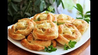 ПИРОЖКИ С КУРИЦЕЙ И КАРТОФЕЛЕМ из слоеного теста Вкуснотища [upl. by Edrea]