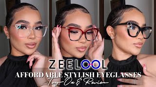 ZEELOOL EYEGLASSES TRY ON REVIEW  Affordable Stylish Prescription Glasses  Blue Light Protection [upl. by Vihs]