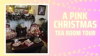 TOUR MY PINK CHRISTMAS TEA ROOM How I decorate the Christmas Mantle Step by Step\pink nutcracker [upl. by Eenafit536]