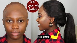 HOW TO Install 360 LACE FRONTAL WIG  BACK Application  Stocking Cap Method  NO GLUE [upl. by Alat]